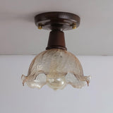 Hallway Brown Floral Clear Glass Semi-Flush Mount Light Image - 5