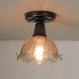 Hallway Brown Floral Clear Glass Semi-Flush Mount Light Image - 6