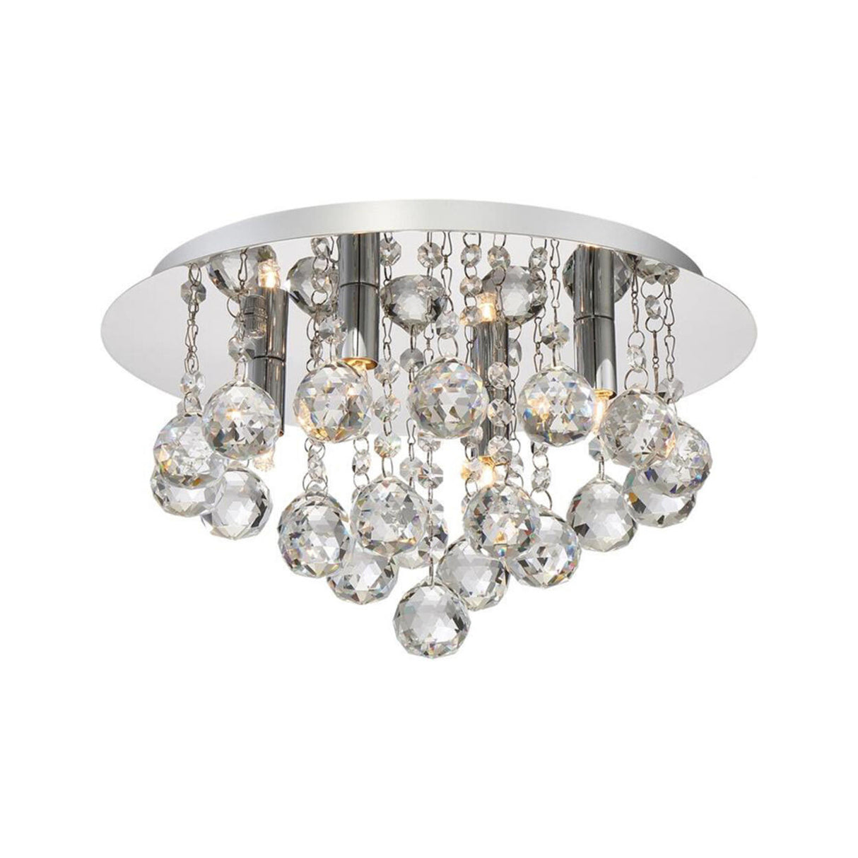 Hallway Cascading Crystal Bead Chrome Flush Mount Light Image - 11