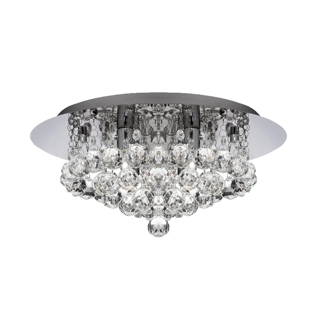 Hallway Cascading Crystal Bead Chrome Flush Mount Light Image - 3