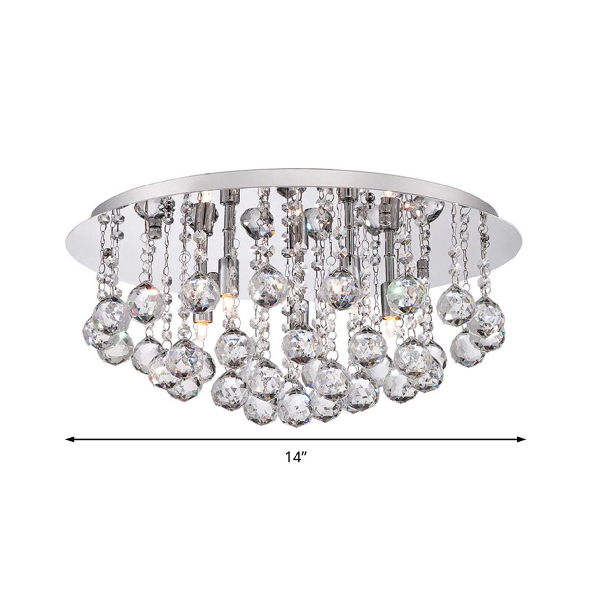 Hallway Cascading Crystal Bead Chrome Flush Mount Light Image - 8