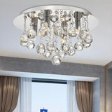 Hallway Cascading Crystal Bead Chrome Flush Mount Light Image - 9