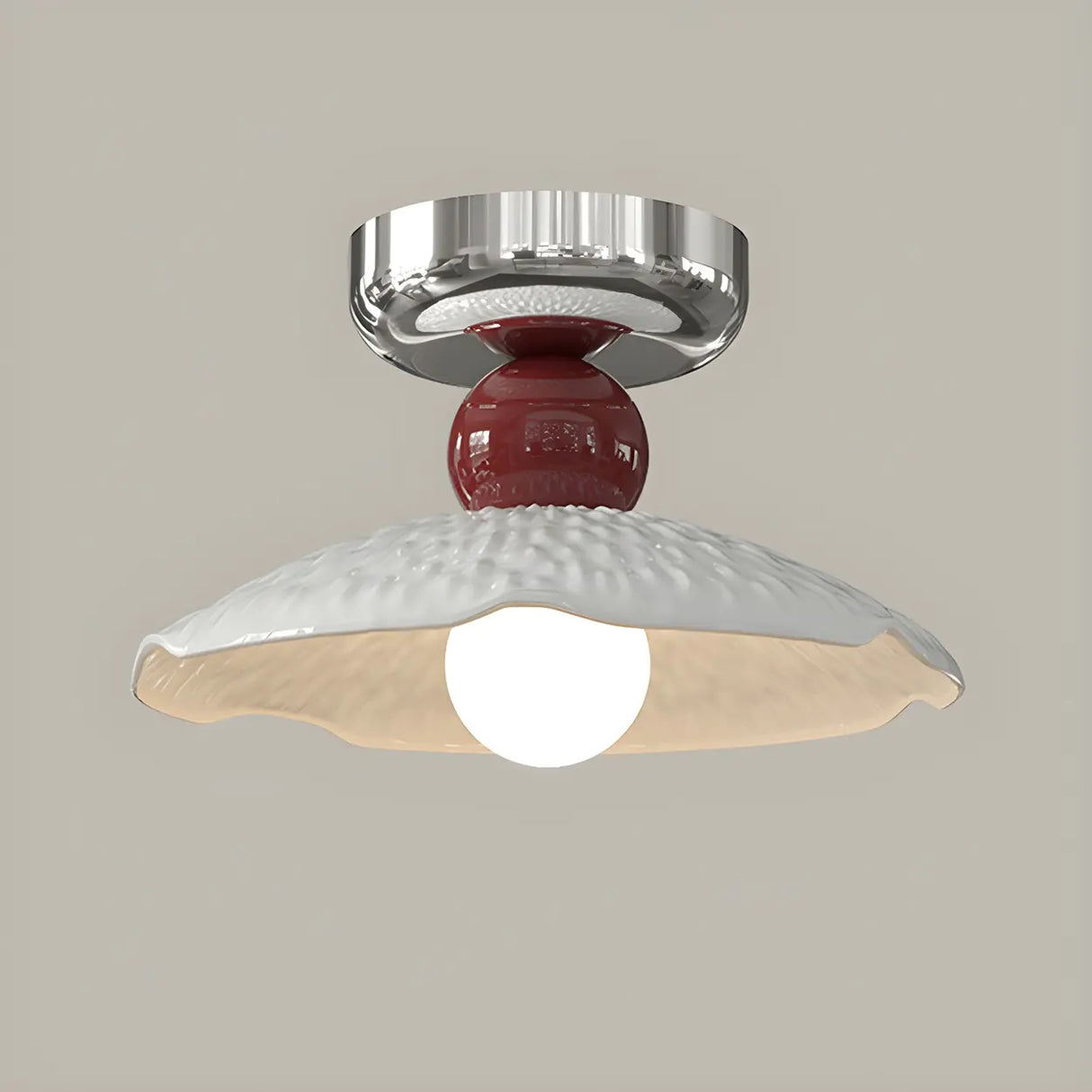 Hallway Ceramic Globe Semi-Flush Mount Ceiling Light Image - 12