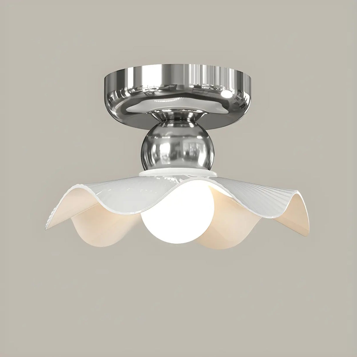 Hallway Ceramic Globe Semi-Flush Mount Ceiling Light Image - 13