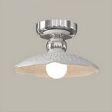 Hallway Ceramic Globe Semi-Flush Mount Ceiling Light Image - 14