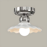 Hallway Ceramic Globe Semi-Flush Mount Ceiling Light Image - 15