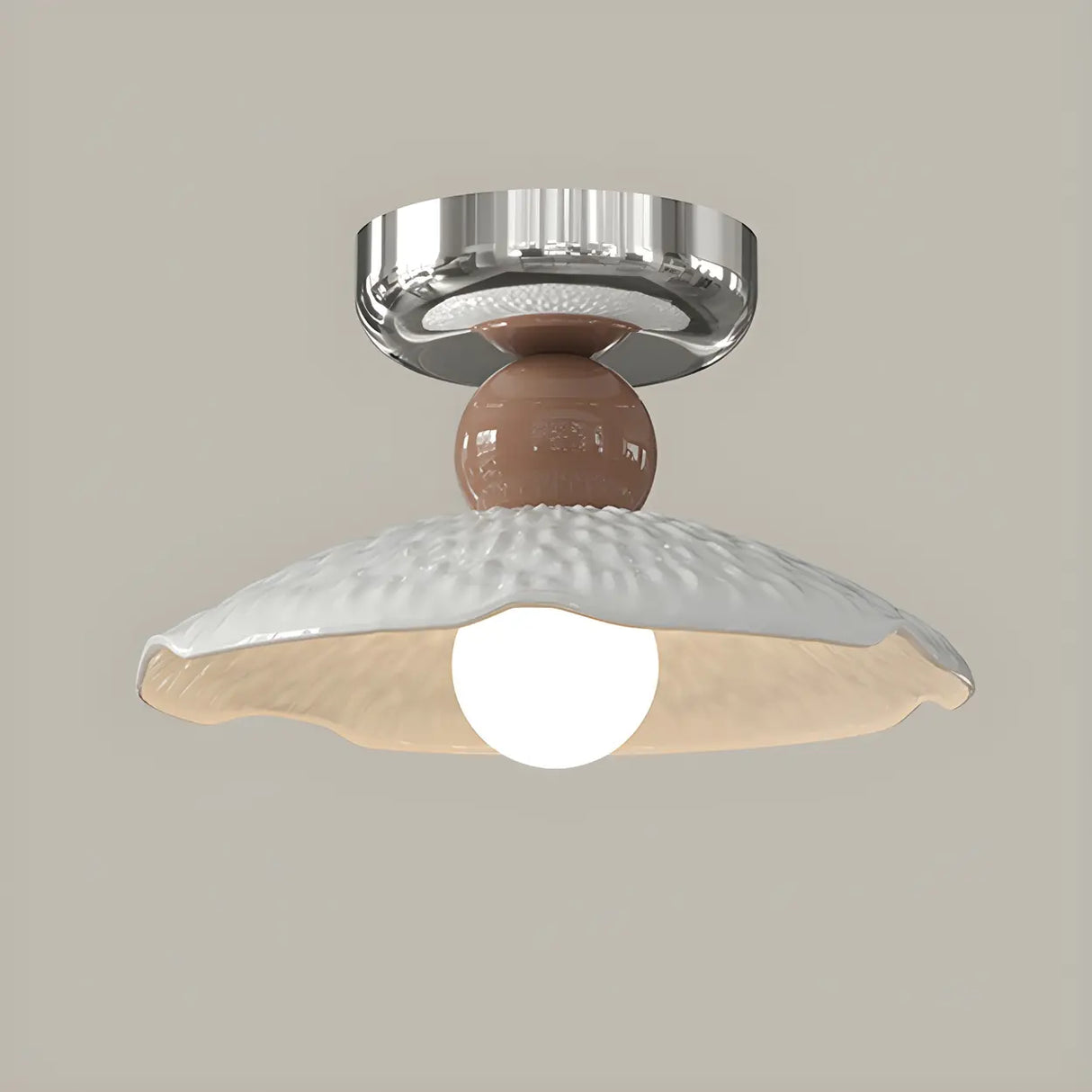 Hallway Ceramic Globe Semi-Flush Mount Ceiling Light Image - 16