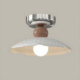 Hallway Ceramic Globe Semi-Flush Mount Ceiling Light Image - 16