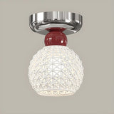 Hallway Ceramic Globe Semi-Flush Mount Ceiling Light Image - 17