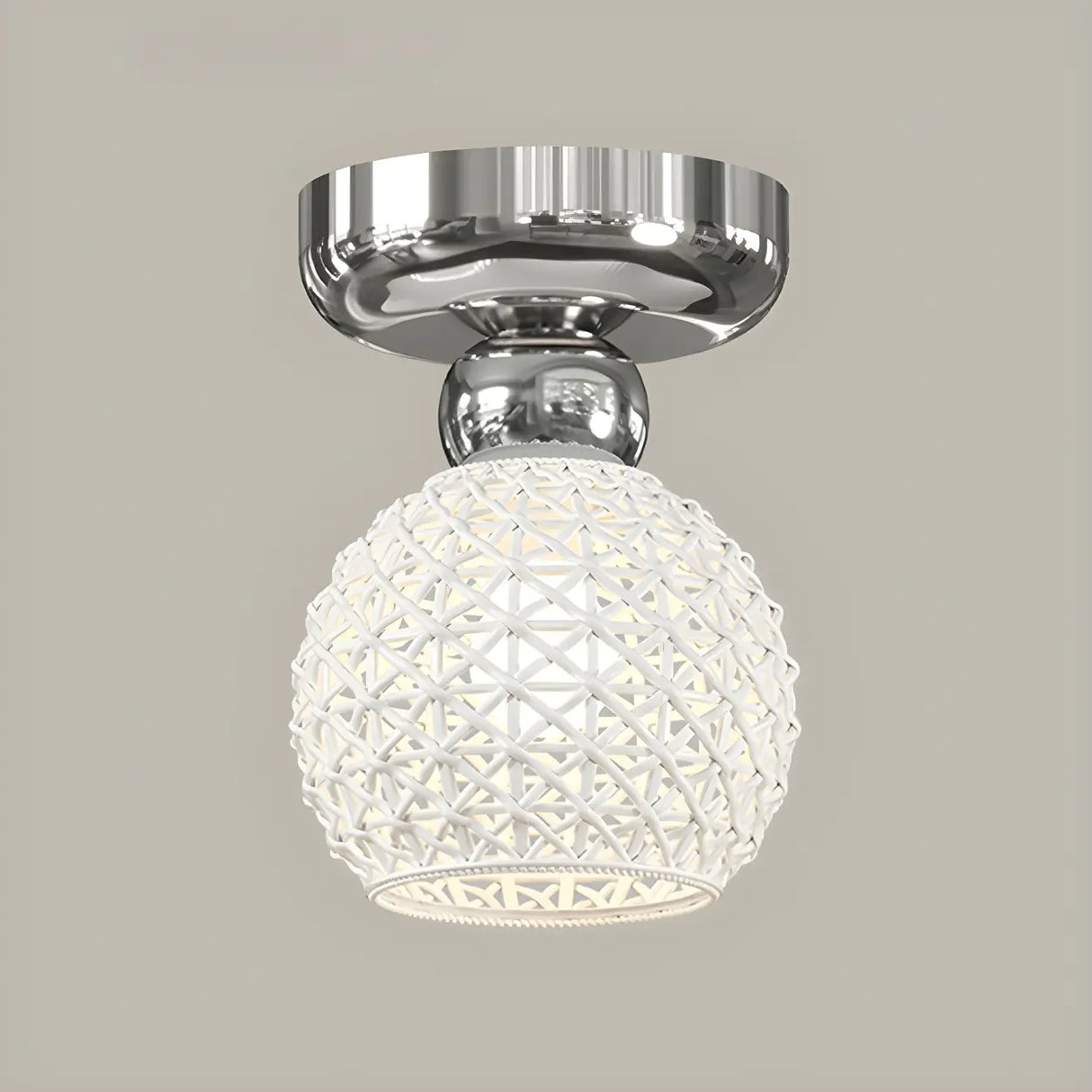 Hallway Ceramic Globe Semi-Flush Mount Ceiling Light Image - 18