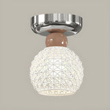 Hallway Ceramic Globe Semi-Flush Mount Ceiling Light Image - 19