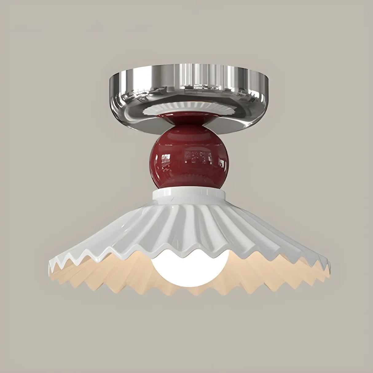 Hallway Ceramic Globe Semi-Flush Mount Ceiling Light Image - 2