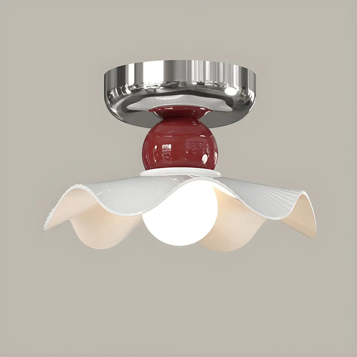 Hallway Ceramic Globe Semi-Flush Mount Ceiling Light Image - 21