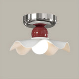 Hallway Ceramic Globe Semi-Flush Mount Ceiling Light Image - 21