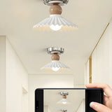 Hallway Ceramic Globe Semi-Flush Mount Ceiling Light Image - 23