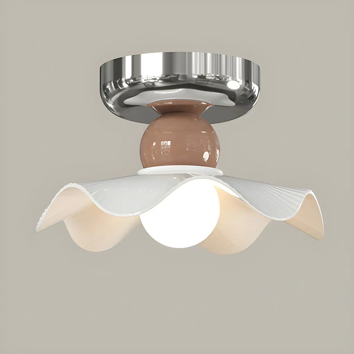 Hallway Ceramic Globe Semi-Flush Mount Ceiling Light Image - 24