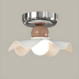 Hallway Ceramic Globe Semi-Flush Mount Ceiling Light Image - 24