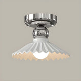 Hallway Ceramic Globe Semi-Flush Mount Ceiling Light Image - 3