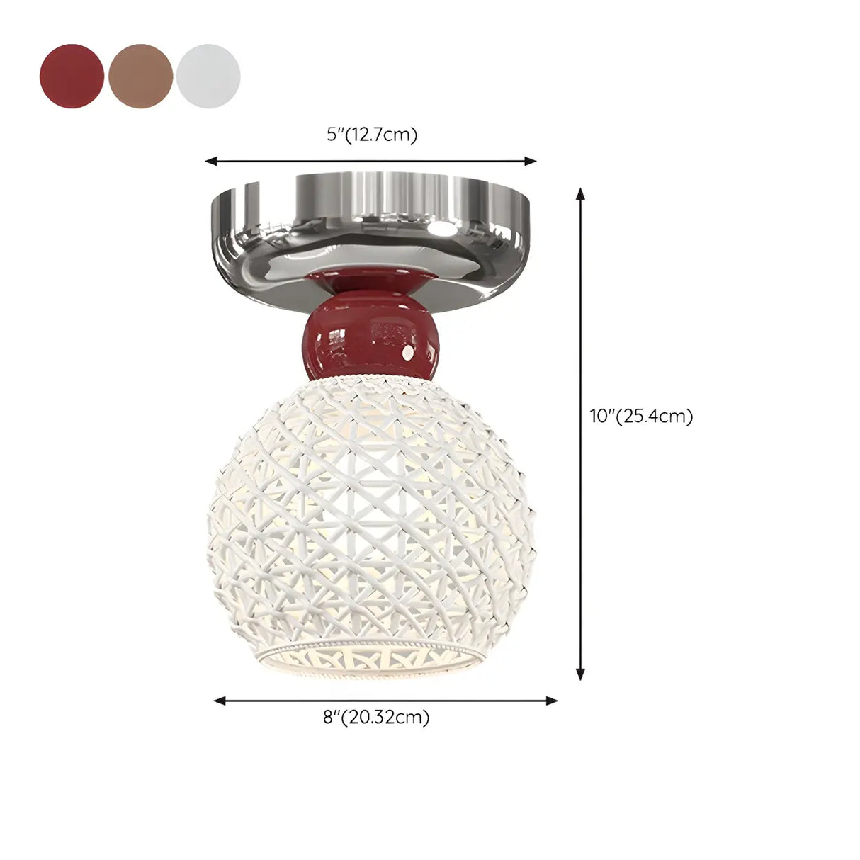 Hallway Ceramic Globe Semi-Flush Mount Ceiling Light Image - 31