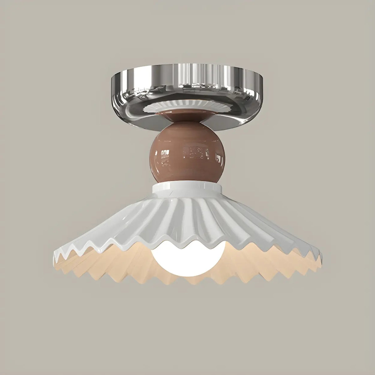 Hallway Ceramic Globe Semi-Flush Mount Ceiling Light Image - 6