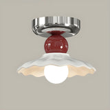 Hallway Ceramic Globe Semi-Flush Mount Ceiling Light Image - 8