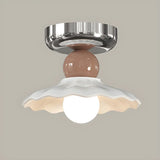 Hallway Ceramic Globe Semi-Flush Mount Ceiling Light Image - 9