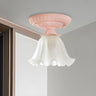 Hallway Chic Pink Flower Ruffles Flush Mount Light Image - 1