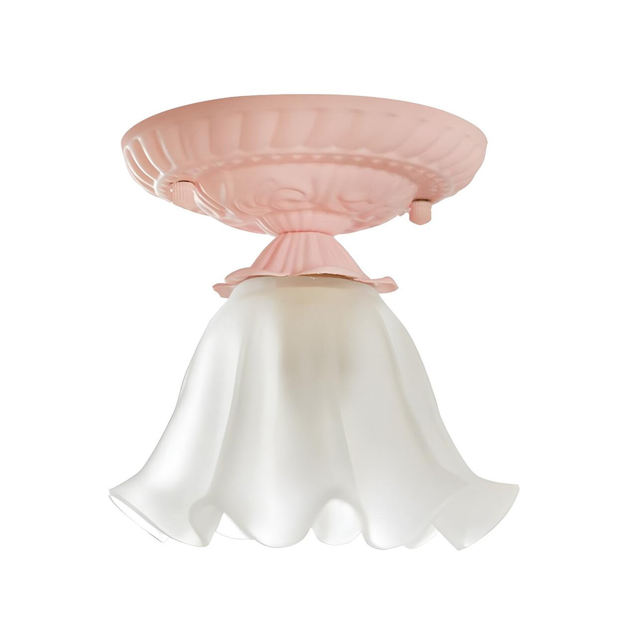 Hallway Chic Pink Flower Ruffles Flush Mount Light Image - 3