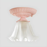 Hallway Chic Pink Flower Ruffles Flush Mount Light Image - 4