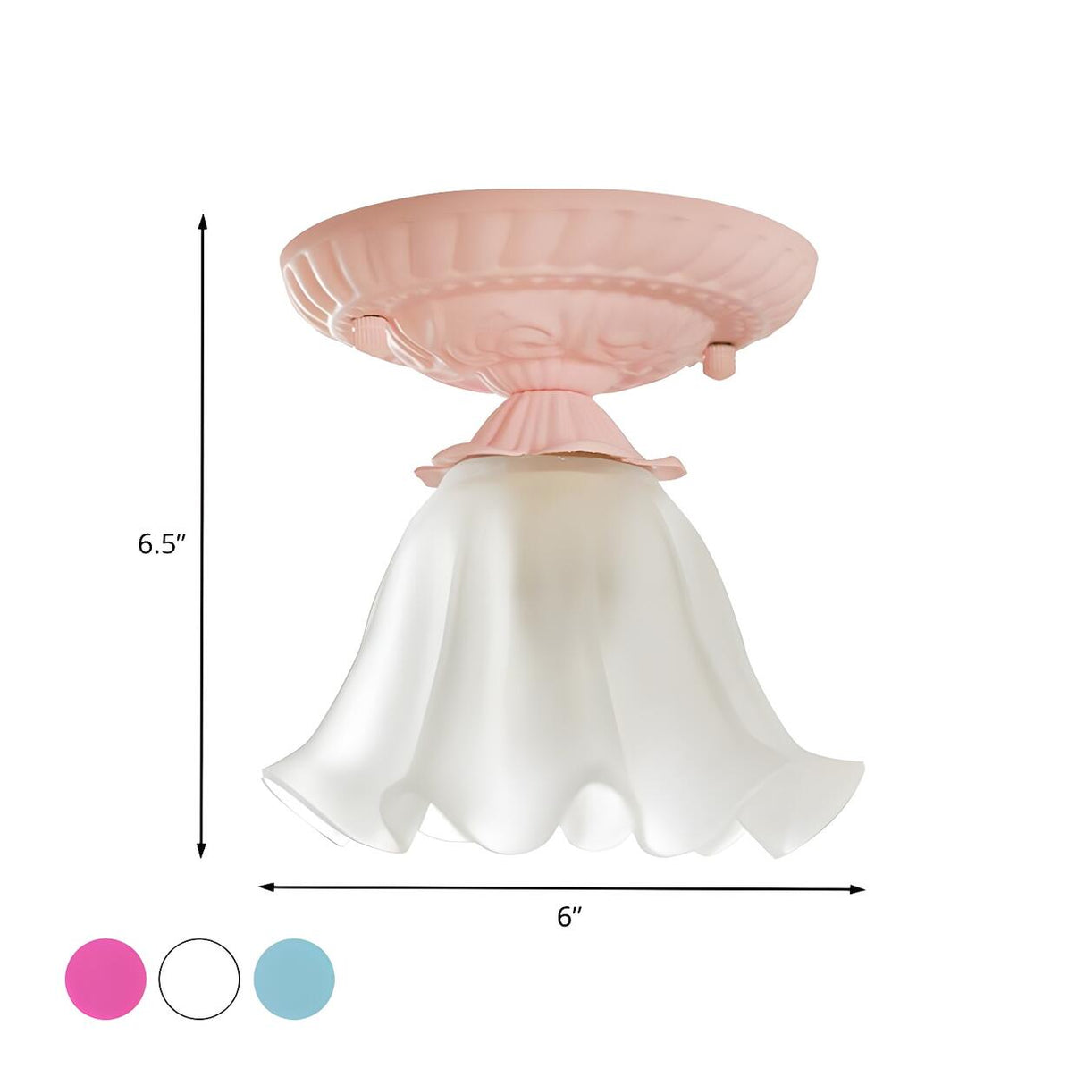 Hallway Chic Pink Flower Ruffles Flush Mount Light Image - 5