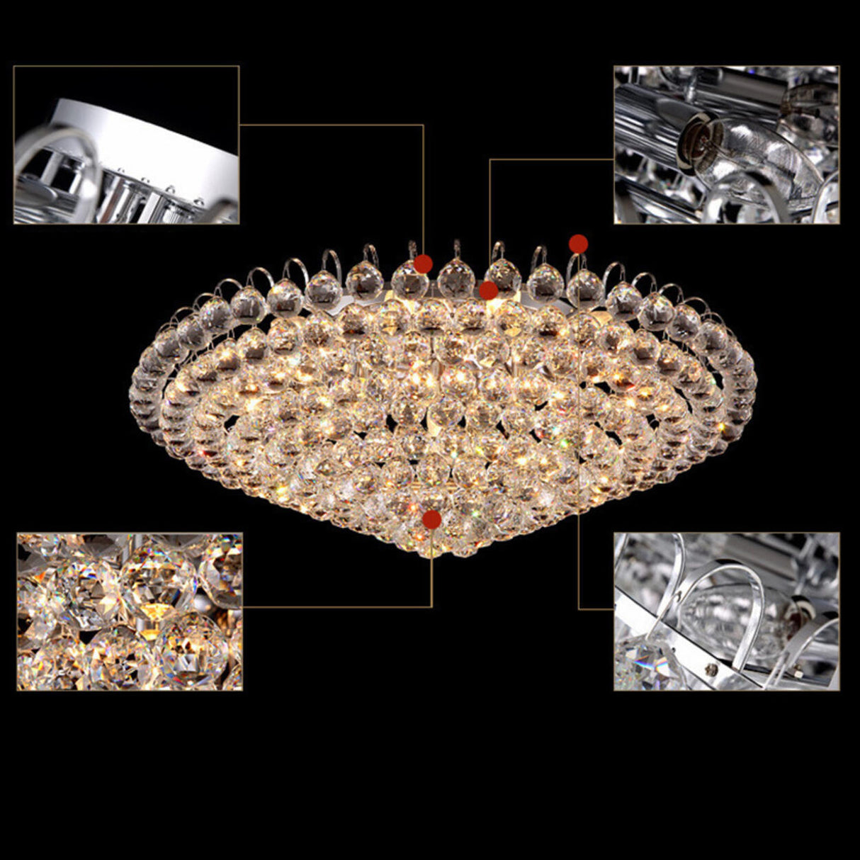 Hallway Chrome Crystal Bubble Flush Mount Ceiling Light Image - 15