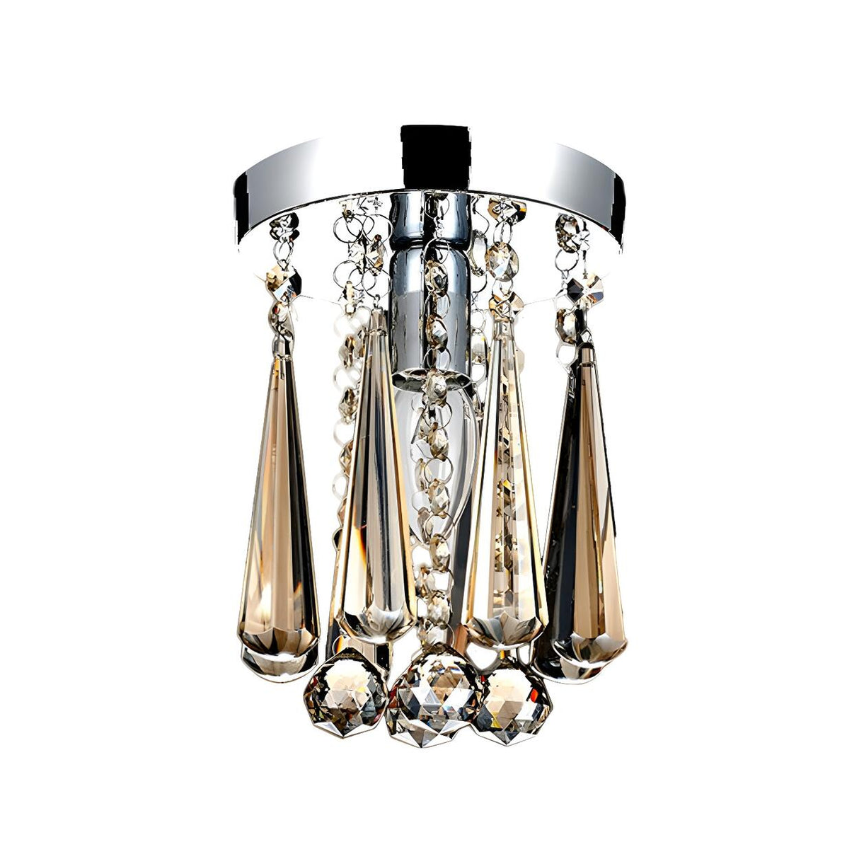 Hallway Clear Crystal Droplet Flush Mount Ceiling Light Image - 3