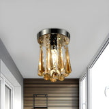 Hallway Clear Crystal Droplet Flush Mount Ceiling Light Image - 5