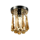 Hallway Clear Crystal Droplet Flush Mount Ceiling Light Image - 6