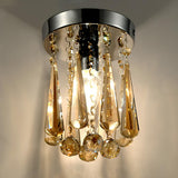 Hallway Clear Crystal Droplet Flush Mount Ceiling Light Image - 7