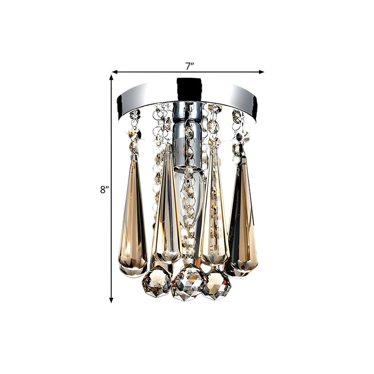 Hallway Clear Crystal Droplet Flush Mount Ceiling Light 