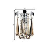 Hallway Clear Crystal Droplet Flush Mount Ceiling Light #size