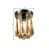 Hallway Clear Crystal Droplet Flush Mount Ceiling Light Image - 9