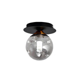 Hallway Clear Dimpled Glass Globe Flush Mount Light Image - 3