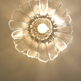 Hallway Clear Glass Floral Semi-Flush Mount Light Image - 13