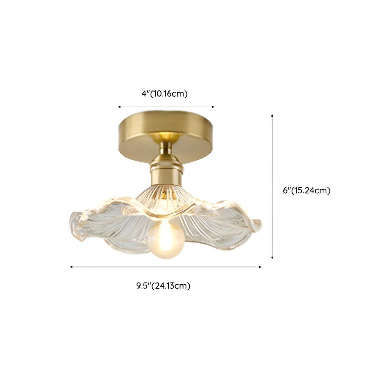 Hallway Clear Glass Floral Semi-Flush Mount Light 