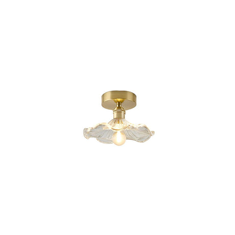 Hallway Clear Glass Floral Semi-Flush Mount Light Image - 2