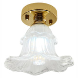 Hallway Clear Glass Flower Gold Semi-Flush Mount Light Image - 10