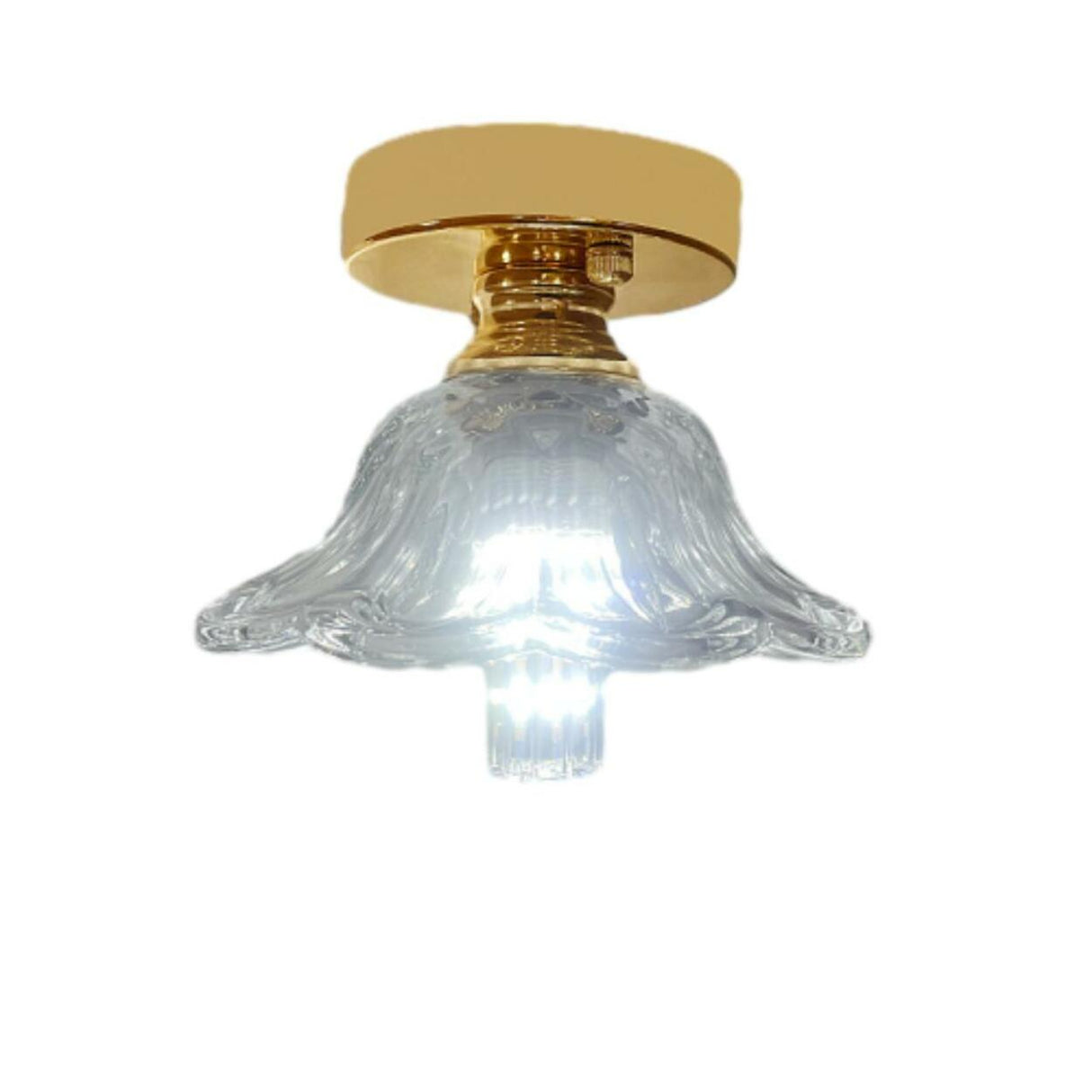 Hallway Clear Glass Flower Gold Semi-Flush Mount Light Image - 11