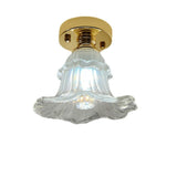 Hallway Clear Glass Flower Gold Semi-Flush Mount Light Image - 13