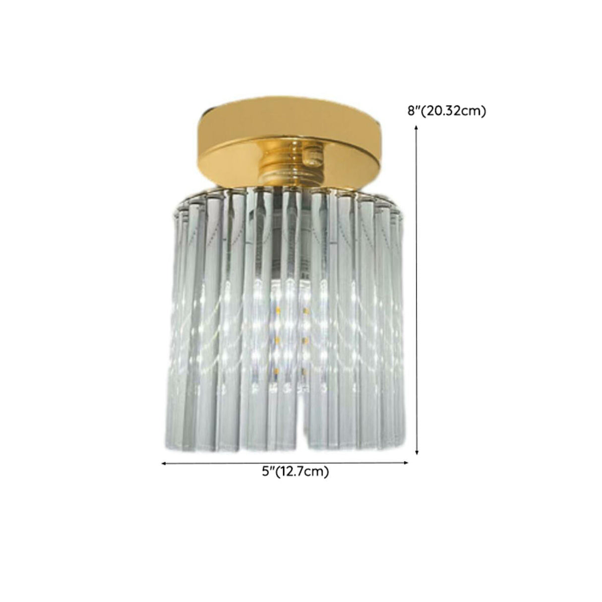 Hallway Clear Glass Flower Gold Semi-Flush Mount Light 