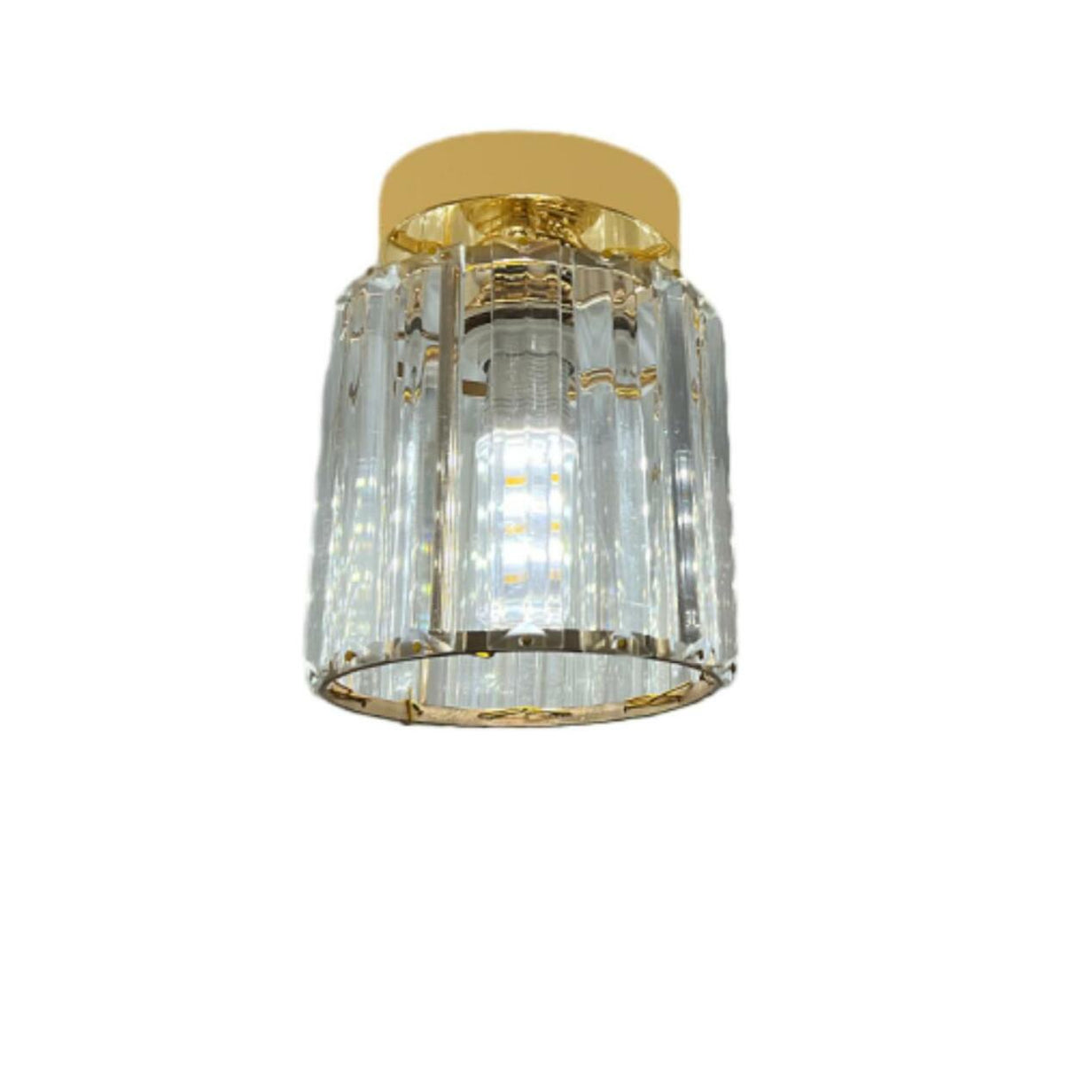 Hallway Clear Glass Flower Gold Semi-Flush Mount Light Image - 2