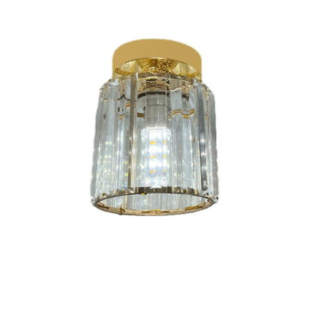 Hallway Clear Glass Flower Gold Semi-Flush Mount Light Image - 2