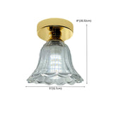 Hallway Clear Glass Flower Gold Semi-Flush Mount Light Image - 20