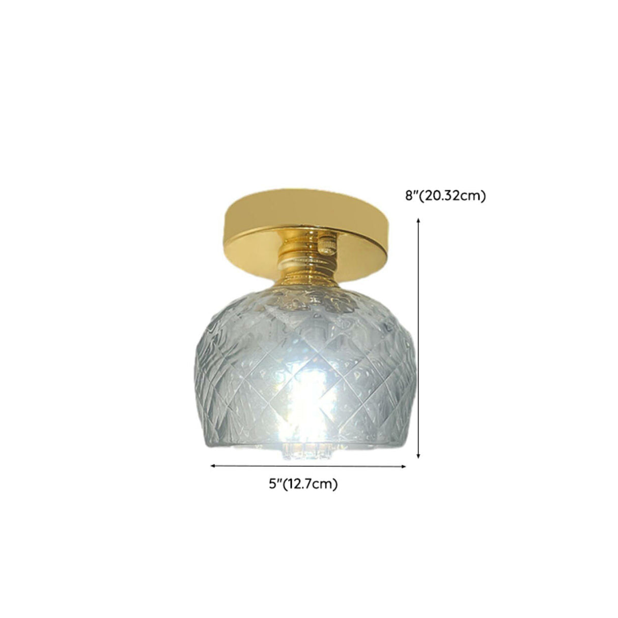 Hallway Clear Glass Flower Gold Semi-Flush Mount Light Image - 21